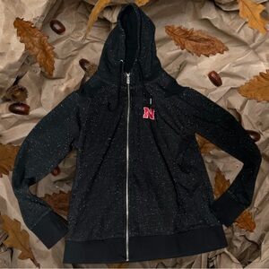 Black Sparkle Zip-Up Hoodie